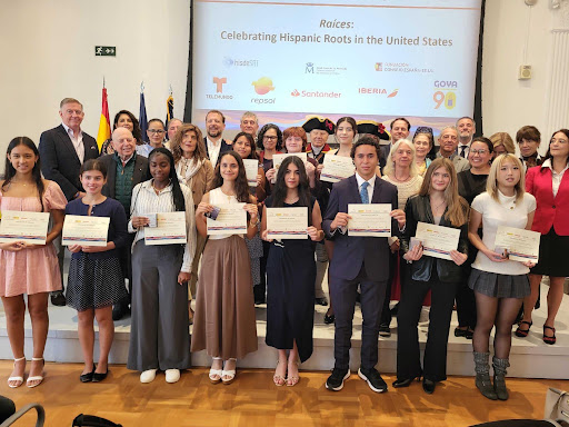 Group photo of students and adults at the &ldquo;Ra&iacute;ces: Celebrating Hispanic Roots in the United States&rdquo; event, held on October 3, 2026 in Washington, D.C.